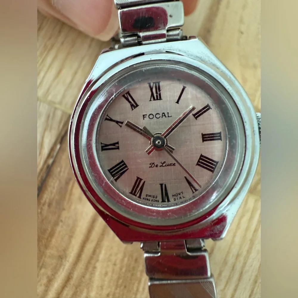 Vintage Focal De Luxe ladies silver tone mechanical  dress watch